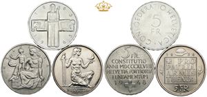 5 Franken 1936, 1948, 1963. (3)