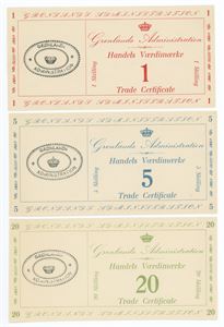 Handels Værdimærker, 1-, 5-, 20 skilling