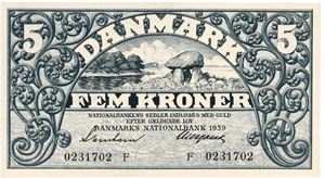 5 kroner 1939 F