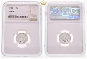 Dime 1955 - graded PF 68 by NGC
