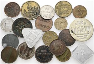 Poletter, tokens, pengetegn. (20)
