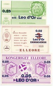 0.02-, 0.05-, 0.25 Leo d'or (1984), overtrykt. (3)