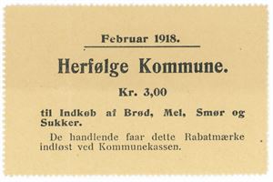 Herfølge Kommune, Februar 1918 - Rabatmærke 3kr.