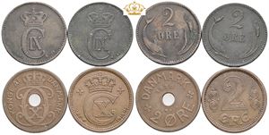 2 øre 1887, 1892, 1913, 1926. (4)