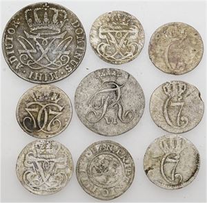 Samling skillingsmønter, 9 stk. (9)