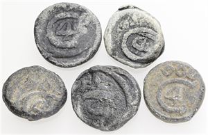 Samling Kas, 5 stk.; 1645, 1647 (2), u. år (2). (5)