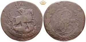 2 Kopecks 1788, overstruck on Peter III 4 Kopecks
