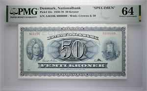 50 kroner 1961 A4 0K, nr. 0000000, Specimen
