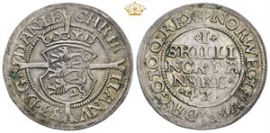 Skilling 1542. Pænt eksemplar.