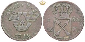 1 öre 1719, overstruck