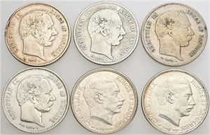 1 krone 1875-1916. (6)