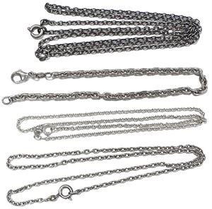 Samling ankerkæder, i Sterlingsølv, L. 21,5-70 cm, totalvægt 22,87 g. (4)