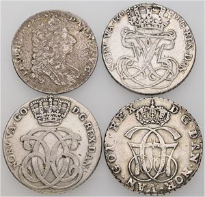 16 skilling 1716, 24 skilling 1736, 1759, 1773. (4)