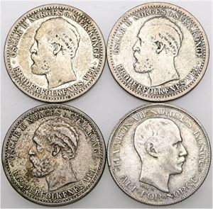 50 øre 1891, 1893, 1901, 1916. (4)