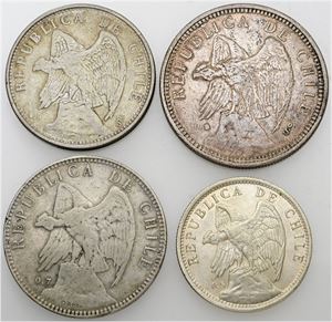 Peso 1903, 1921; 2 Pesos 1927; 5 Pesos 1927. (4)