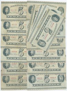 Samling 5 kroner, 16 stk., mange forskellige. (16)