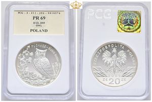 20 Zlotys 2005. Eurasian Eagle-owl