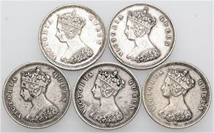 10 Cents 1865, 1866, 1868, 1872, 1873. (5)