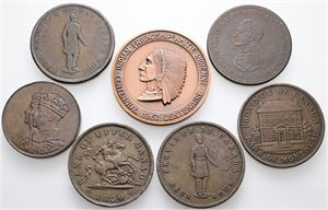 Penny tokens and medals. (7)