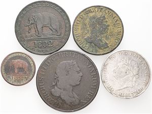 Collection, 5 pcs. incl. Rixdollar 1821. (5)