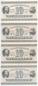 10 kroner 1966, 1970, 1973, 1974. (4)