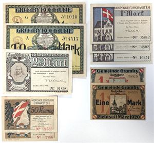 Samling pæne nødpengesedler, i alt 10 stk. (10)