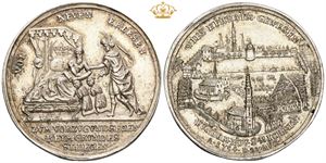 Electrotype copy of laying of the foundation stone for St. Michael's Church