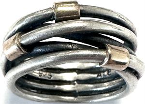 Pandora, ring af sterlingsølv med montering af 14 karat guld