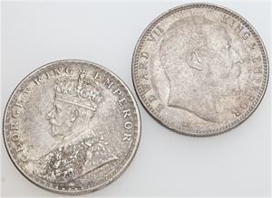 Rupee 1908, Rupee 1917. (2)