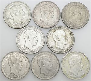 50 øre 1909, 1911, 1912, 1913, 1914, 1916, 1918, 1919. (8)