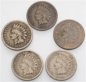 Indian Cents incl. 1859 (2), 1863, 1865, 1878. (85)