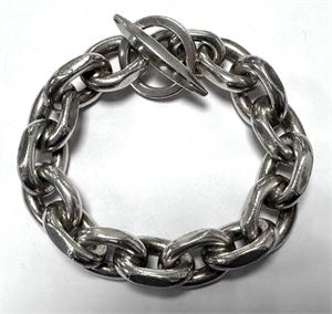 Kraftig ankerfacet armlænke i Sterlingsølv, L 21,5 cm, B 16 mm, vægt 157,8 g