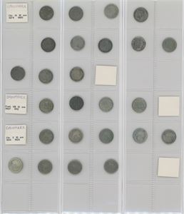 10 øre fra perioden 1874-1922, 25 stk. forskellige