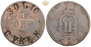 5 öre 1884 - countermarked Solio Cykle.