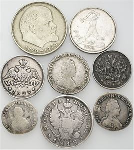 Collection, Ag, 7 pcs., as well as Rouble 1970. (8)