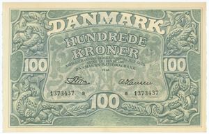 100 kroner 1958 s, nr. 1373437, Riim / A. Hansen