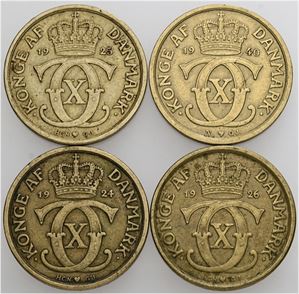1/2 krone 1924, 1925, 1926, 1940. (4)