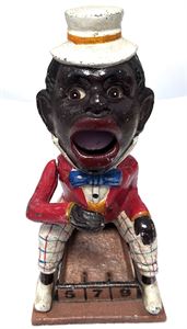 Ældre, mekanisk sparebøsse af metal