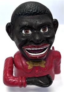 Ældre, mekanisk sparebøsse af metal