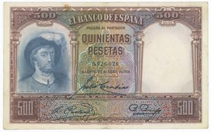 500 Pesetas 1931, no. 0926026