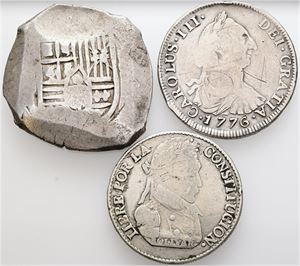 4 Reales 1776, 4 Soles 1830 as well as 8 Reales cob. (3)