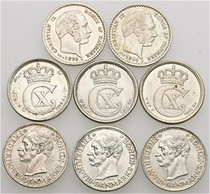 10 øre, forskellige, pæne. (8)