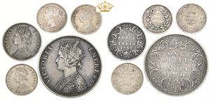 2 Annas 1841, 1885, 1887; 1/4 Rupee 1897; Rupee 1890. (5)
