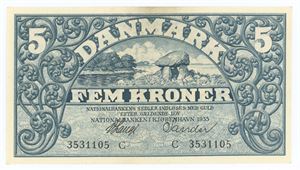 5 kroner 1935 C, nr. 3531105