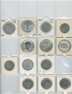 Samling årgangsmønter i album inkl. Ag