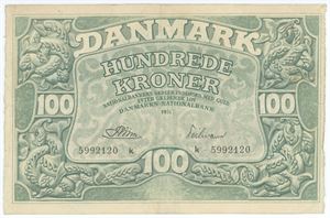 100 kroner 1951 k, nr. 5992120, Riim / Teilmann