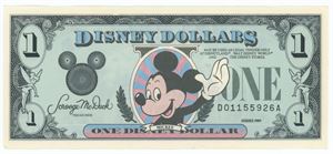 1 Disney Dollar 1989, no. D01155926A - Mickey
