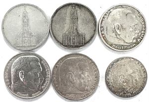 Germany, 2-5 Reichsmark 1934-1939. (6)