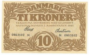10 kroner 1925 M, nr. 0863102