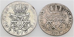 12 skilling 1717, 1718. (2)